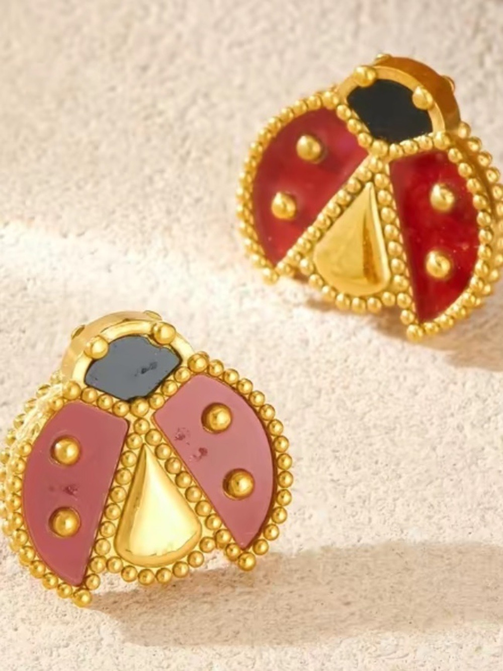Gold-Plated Red Ladybug Necklace, Bracelet & Earring Set - Picture 4 of 9